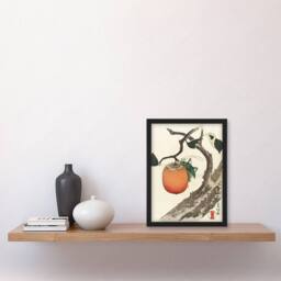 Artery8 Katsushika Hokusai Framed Wall Art Persimmon Fruit With Grasshopper in Orange - Size: A4 - thumbnail 2