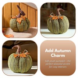 Marco Paul Halloween Décor Green Plush Pumpkin Autumn Decoration 16cm - thumbnail 8