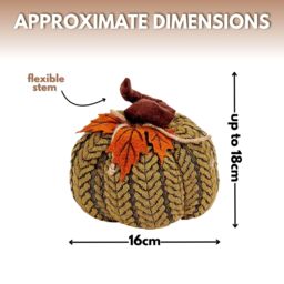 Marco Paul Halloween Décor Green Plush Pumpkin Autumn Decoration 16cm - thumbnail 2