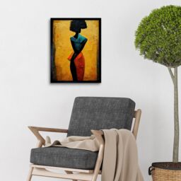 "Artery8 Wall Art Print Abstract Oil African Woman Art Framed in Yellow - Size: W12"" x H16""" - thumbnail 2