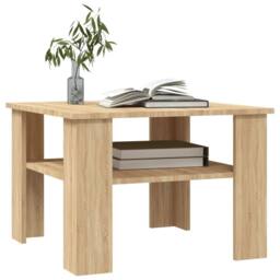 Berkfield Home Coffee Table Sonoma Oak 60x60x42 cm Engineered Wood in Brown - Size: 60 x 60 x 42 cm - thumbnail 3