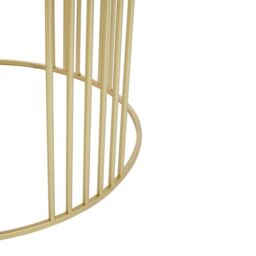 Orsina Set of 2 White Marble & Gold Frame Side Tables, Round White Marble Tops on Geometric Gold Iron Base - thumbnail 6