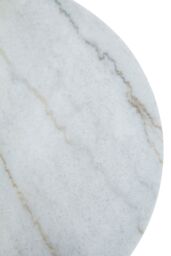 Orsina Set of 2 White Marble & Gold Frame Side Tables, Round White Marble Tops on Geometric Gold Iron Base - thumbnail 5
