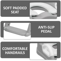 VOGREX Children Toilet Seat & Ladder Toddler Training Step Up Easy Fold Down For Kids in Grey - thumbnail 7