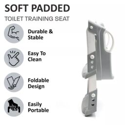 VOGREX Children Toilet Seat & Ladder Toddler Training Step Up Easy Fold Down For Kids in Grey - thumbnail 3