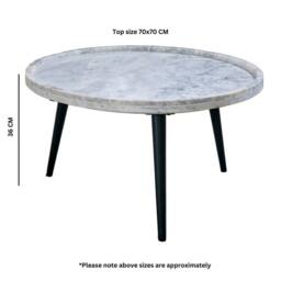 IH Design Margarita Coffee Table With Marble Top & Metal Legs in White - thumbnail 6