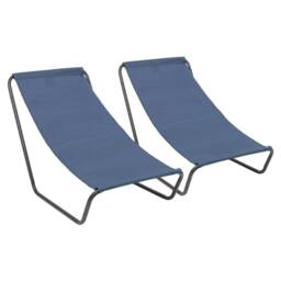 Harbour Housewares Folding Beach Loungers - Matt Black - Pack of 2 in Navy