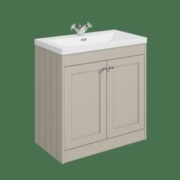 Balterley 800mm Floor Standing 2 Door Unit & Basin 1 Tap Hole - Pebble Grey - thumbnail 1
