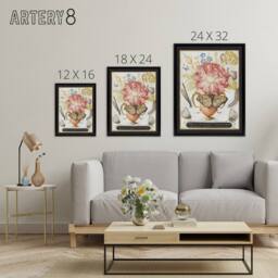 "Artery8 Flowers Snail Insects & Butterflies Hoefnagel Framed Canvas Wall Art - Size: W24"" x H32""" - thumbnail 4