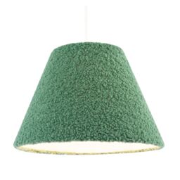 Happy Homewares Emerald Green Textured Velvet Wool Fabric Lamp Shade with White Inner - Size: 12 inches - thumbnail 2
