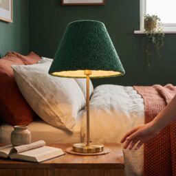 Happy Homewares Emerald Green Textured Velvet Wool Fabric Lamp Shade with White Inner - Size: 12 inches - thumbnail 6
