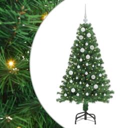Berkfield Home Green Artificial Christmas Tree with 150 LEDs with Stand Green 150 cm - thumbnail 3