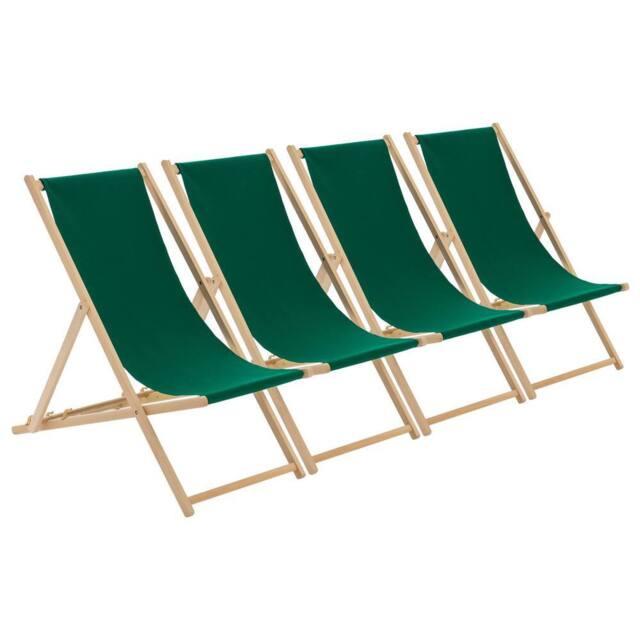 Harbour Housewares Folding Wooden Deck Chairs Green Pack of 4 - image 1
