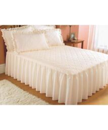 Chums Plain Quilted Bedspread with Pillow Shams sold separately in Ivory - Size: Small Double - thumbnail 1