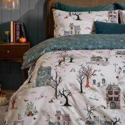 Furn Ghost Town Reversible Halloween Duvet Cover Set in White - Size: King - thumbnail 4