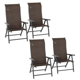 OUTSUNNY 4 PCs Outdoor Rattan Folding Chair Set with 7 Levels Adjustable Backrest Dark Brown - Size: 4 Pack - thumbnail 2