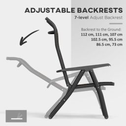 OUTSUNNY 4 PCs Outdoor Rattan Folding Chair Set with 7 Levels Adjustable Backrest Dark Brown - Size: 4 Pack - thumbnail 6