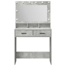 Berkfield Home Dressing Table with LED Lights - Concrete Grey - 79x41x135 cm - Size: 79 x 41 x 135 cm - thumbnail 5