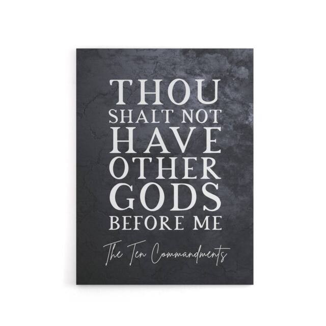 "Artery8 Ten Commandments No Other Gods Bible Quote Canvas Wall Art Print in Grey - Size: W24"" x H32""" - image 1