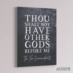 "Artery8 Ten Commandments No Other Gods Bible Quote Canvas Wall Art Print in Grey - Size: W24"" x H32""" - thumbnail 2