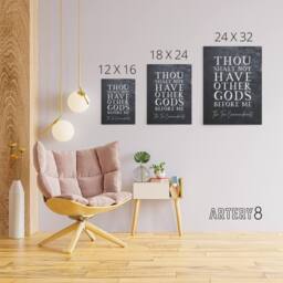 "Artery8 Ten Commandments No Other Gods Bible Quote Canvas Wall Art Print in Grey - Size: W24"" x H32""" - thumbnail 4