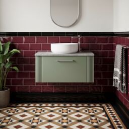 Balterley 1 Drawer Wall Hung Vanity Unit Grey Laminate Worktop, Green 800mm - thumbnail 8