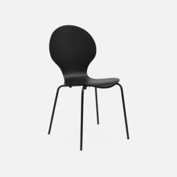 sweeek Set of 4 retro wooden stacking chairs in Black - thumbnail 3
