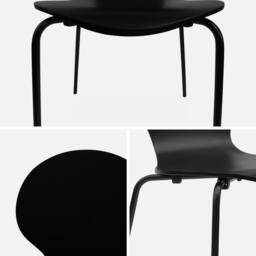 sweeek Set of 4 retro wooden stacking chairs in Black - thumbnail 6