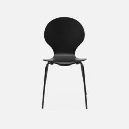 sweeek Set of 4 retro wooden stacking chairs in Black - thumbnail 4