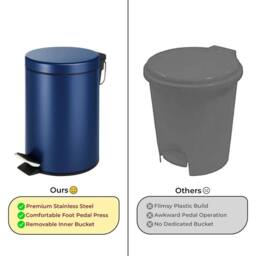 NESTLUNE 3L Pedal Bin stainless Steel Matt Finish in Blue - Size: 100 cm x 15 cm - thumbnail 4