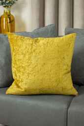 Ashley Wilde Kassaro Crushed Velvet Cushion in Mustard - Size: 50 cm x 50 cm - thumbnail 3