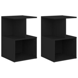 Berkfield Home Bedside Cabinets 2 pcs Black 35x35x55 cm Engineered Wood - Size: 35 x 35 x 55 cm - thumbnail 2