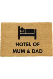 Artsy Mats Hotel of Mum & Dad doormat - Regular 60x40cm in Black - Size: 40 cm x 60 cm - thumbnail 1