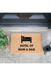 Artsy Mats Hotel of Mum & Dad doormat - Regular 60x40cm in Black - Size: 40 cm x 60 cm - thumbnail 2