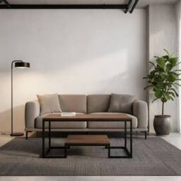 Alivio Modern Coffee Table with Metal Frame & Storage Shelves in Brown - thumbnail 6