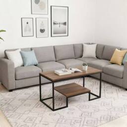 Alivio Modern Coffee Table with Metal Frame & Storage Shelves in Brown - thumbnail 8