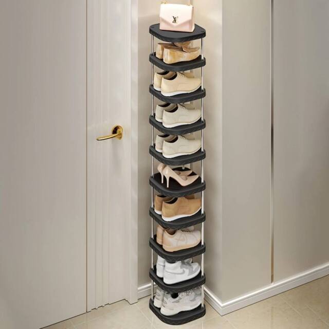 Havendro Grey Multibao SHOE RACK 10 TIERS SHELF ORGANISER STORAGE in Black