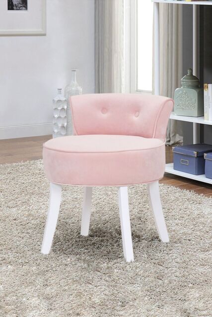 Living and Home Pink Velvet Soft Seat Low Back Dressing Footstool with White Legs - image 1