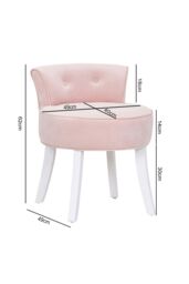 Living and Home Pink Velvet Soft Seat Low Back Dressing Footstool with White Legs - thumbnail 6