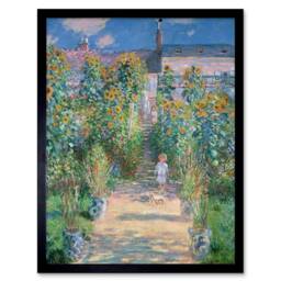 "Artery8 Claude Monet French Artist Garden Vetheuil Old Framed Wall Art in Green - Size: W12"" x H16""" - thumbnail 1