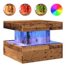 Berkfield Home Coffee Table with LED Lights Old Wood 50x50x40 cm in Brown - Size: 50 x 50 x 40 cm - thumbnail 1