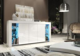 Creative Furniture Eden Sideboard 164cm - A Sophisticated & Spacious Cabinet with Gloss Doors & LED Lights in White - thumbnail 2