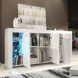 Creative Furniture Eden Sideboard 164cm - A Sophisticated & Spacious Cabinet with Gloss Doors & LED Lights in White - thumbnail 6