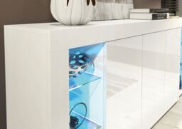 Creative Furniture Eden Sideboard 164cm - A Sophisticated & Spacious Cabinet with Gloss Doors & LED Lights in White - thumbnail 3