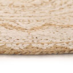 Berkfield Home Area Rug Braided Jute Printed 90 cm Round in Beige - Size: 100 cm diameter - thumbnail 3