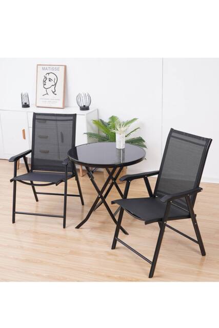 Living and Home 2 - Person 105Cm Long Dining Bistro Set in Black - image 1