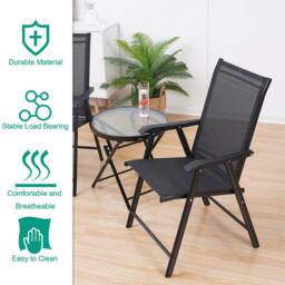 Living and Home 2 - Person 105Cm Long Dining Bistro Set in Black - thumbnail 3