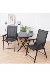 Living and Home 2 - Person 105Cm Long Dining Bistro Set in Black - thumbnail 1