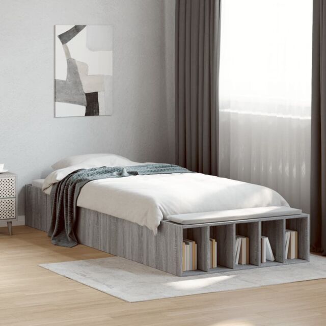 Berkfield Home Bed Frame without Mattress Grey Sonoma 75x190 cm Small Single - image 1