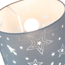 Happy Homewares Fun Rockets & Stars Childrens/Kids Cotton Bedroom Shade or Lamp in Grey - Size: 12 inches - thumbnail 5